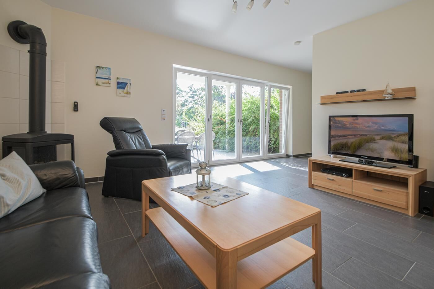 TV, DVD player, stereo