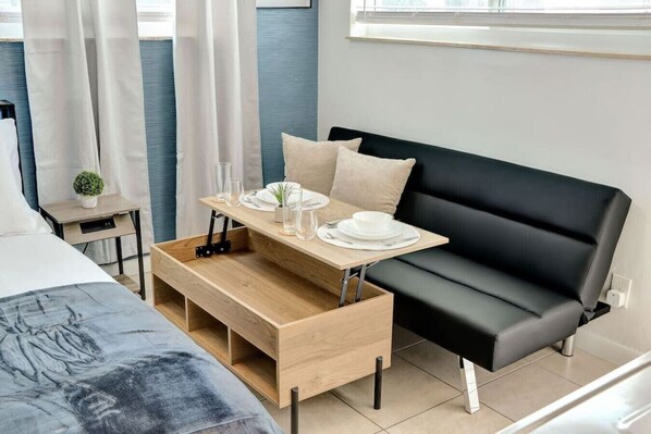 Iron/ironing board, travel crib, free WiFi, bed sheets