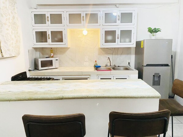 Basic Room | Private kitchen | Full-size fridge, microwave, blender, cookware/dishes/utensils