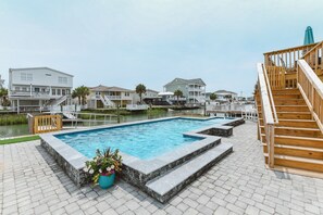 Outdoor pool - New Pool + Putting Green, Walk to Beach, Waterfront Home in Cherry Grove! (North Myrtle Beach)