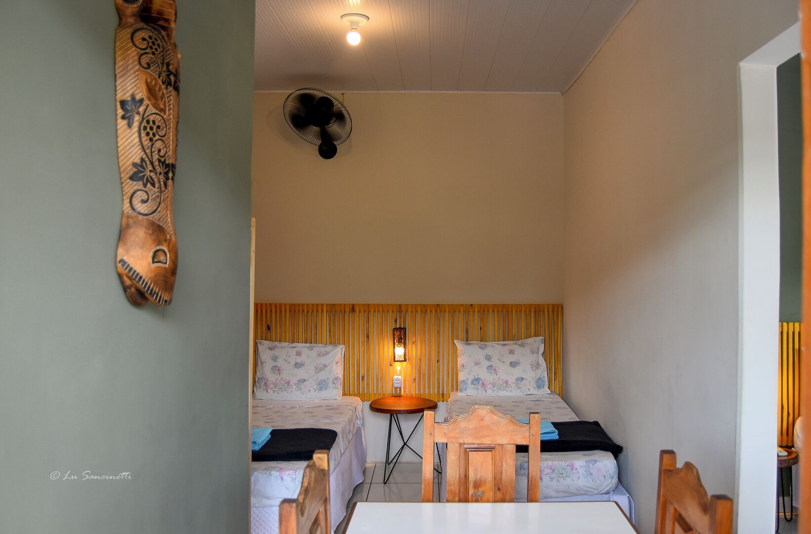 Desk, laptop workspace, free WiFi, bed sheets