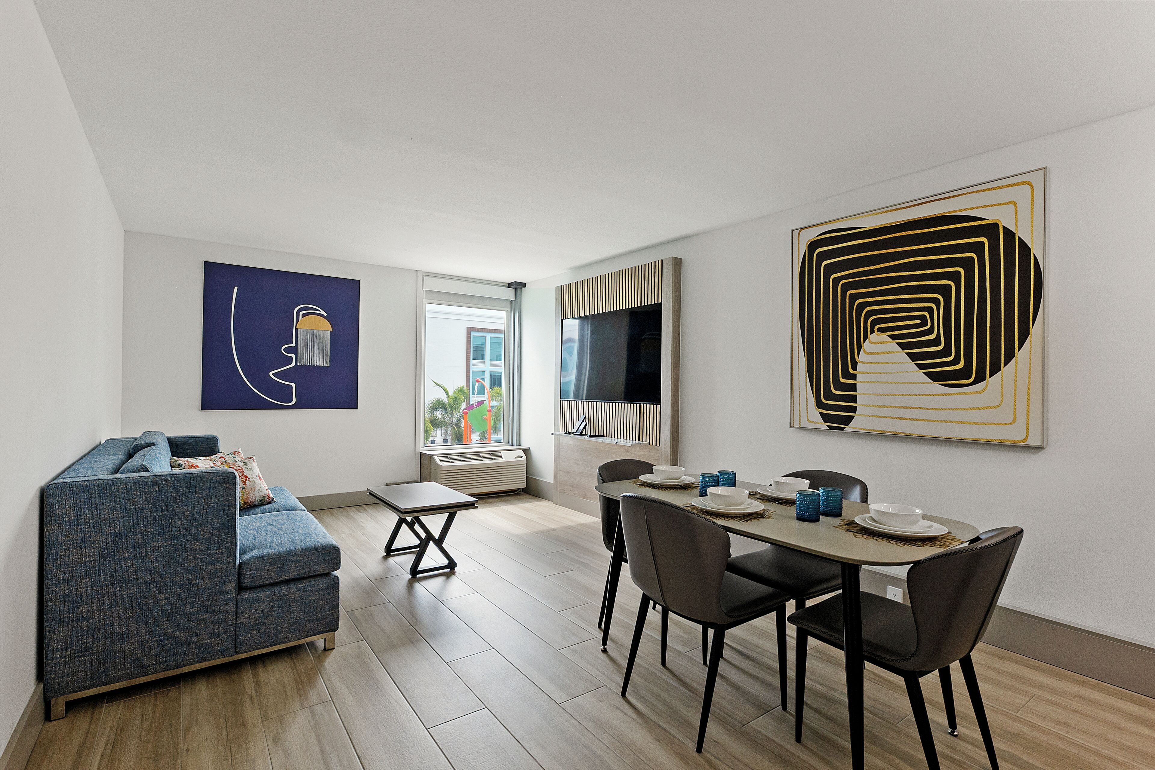 Apartment, 1 King Bed with Sofa bed, Kitchenette | Living area | 55-inch Smart TV with cable channels, Netflix, pay movies