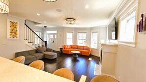 TV, fireplace - New Built XL Modern House Near Tenean Beach,UMass Boston,Highway. With EVCharger (Boston)