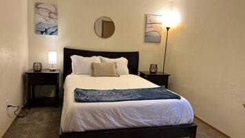 2 bedrooms, desk, iron/ironing board, travel crib