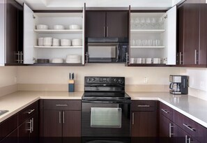 Fridge, microwave, oven, dishwasher