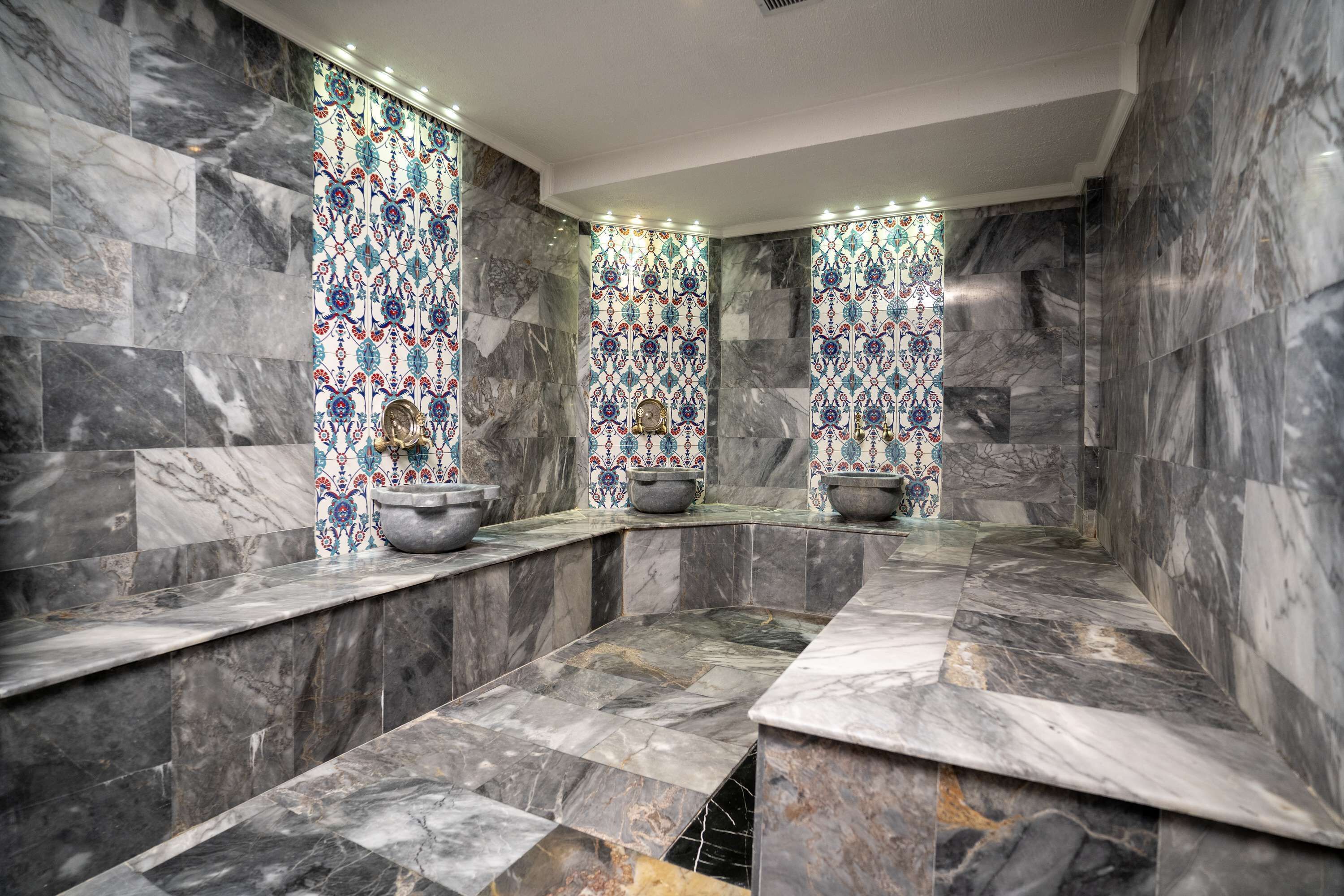 Turkish bath/hammam, hot stone massages, deep-tissue massages, massages