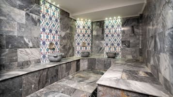 Turkish bath/hammam, hot stone massages, deep-tissue massages, massages