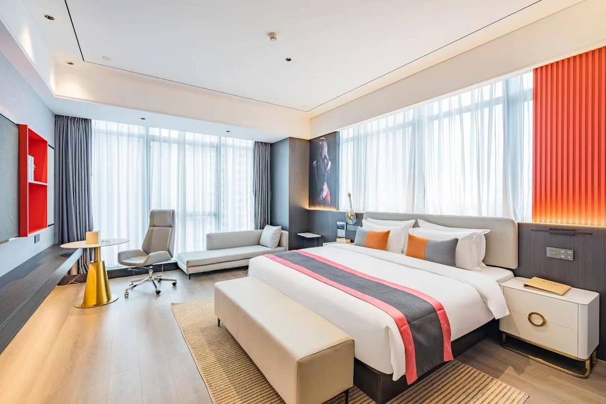 Premium bedding, down comforters, Select Comfort beds, desk