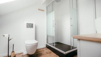 Secadora de cabello, toallas, papel de baño