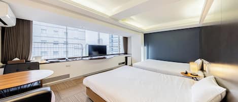 Desk, free WiFi, bed sheets