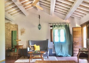 Smart TV, lareira, livros