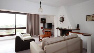 TV, fireplace