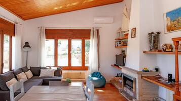 TV, fireplace