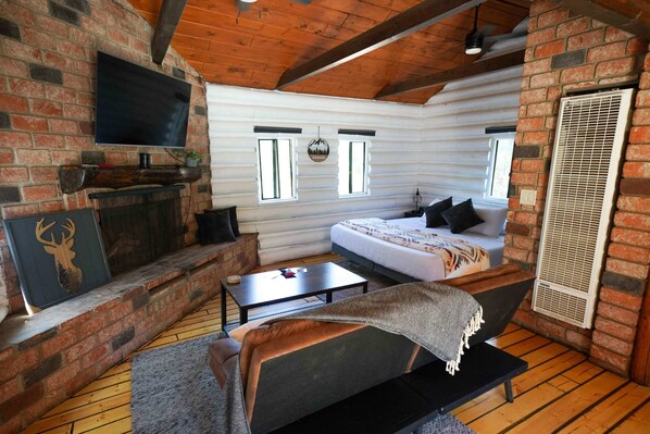 Televisión y chimenea 