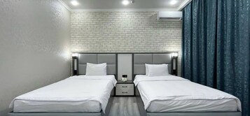 Habitación Deluxe con 2 camas individuales | Ropa de cama de alta calidad, colchones Tempur-Pedic, escritorio