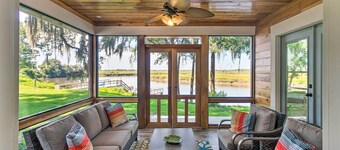 Private Dock + Fire Pit: Riverfront Darien Cottage