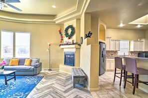 TV, fireplace - Las Cruces Retreat w/ Patio - Close to Dtwn! (Las Cruces)