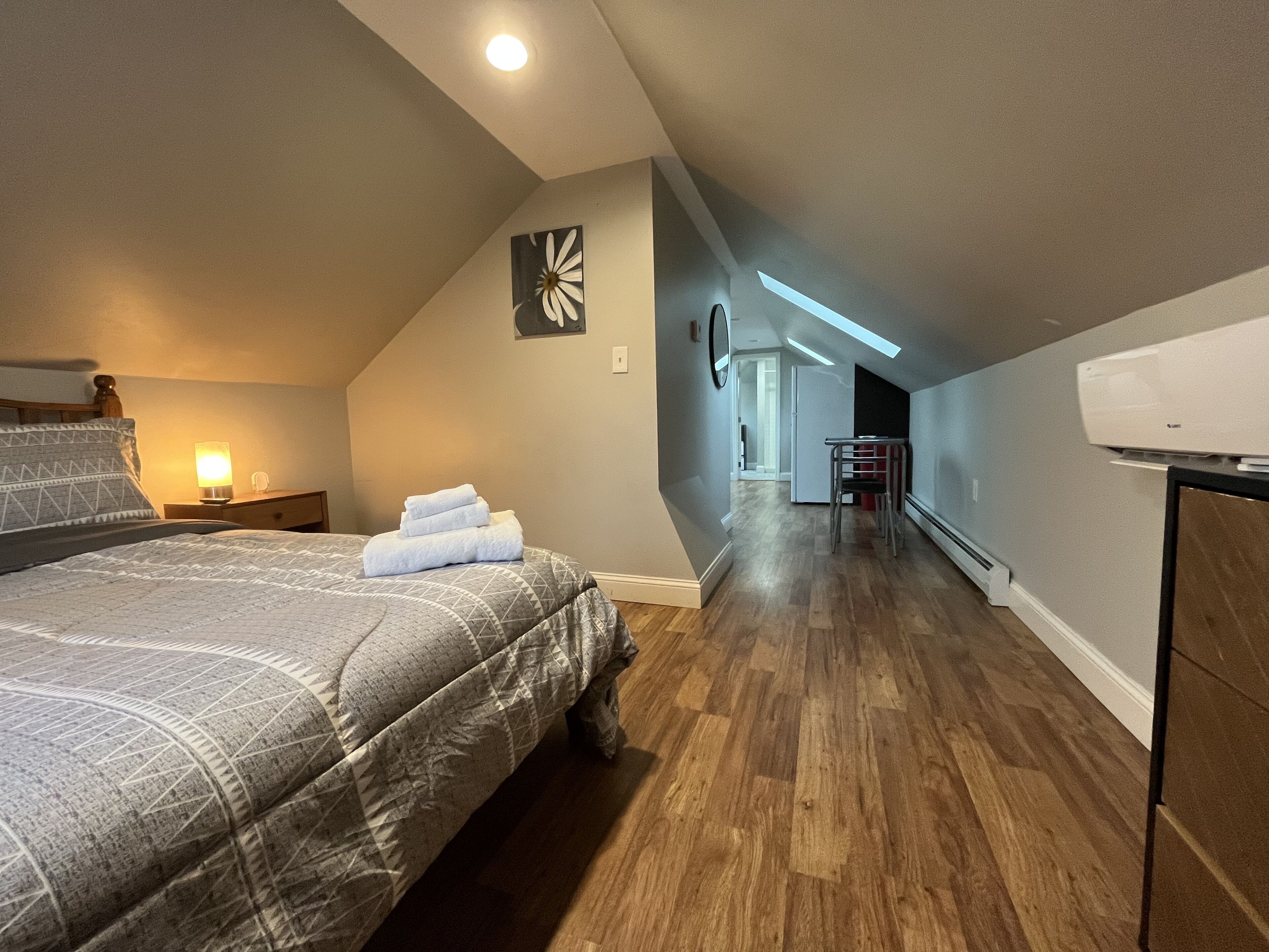 1 bedroom, desk, iron/ironing board, travel cot