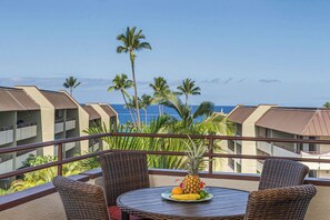 Outdoor dining - White Sands Village#325: Incredible Wrap Around Lanai,Beachfront Complex, AC! (KAILUA KONA)
