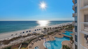A resort with a pool, beach, and ocean view. - 🌊Silver Beach 603E | Beach Front | Upscale + Disc. Beach Service (Destin)