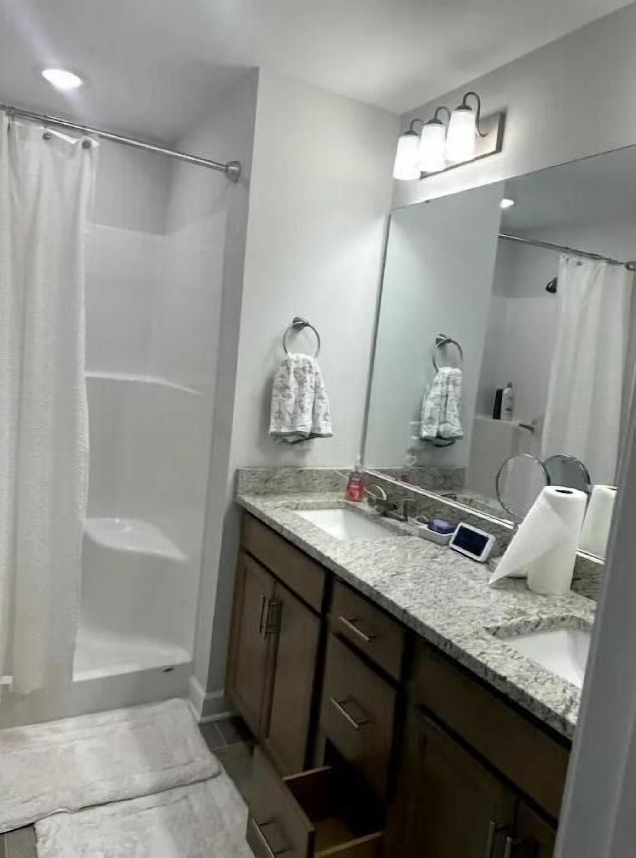 Eco-friendly toiletries, hair dryer, towels, soap