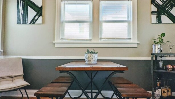 Dining - Modern Quiet 1BR Fenced Yard + Office DT Moline (Moline)