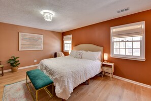 House (3 Bedrooms) | 3 bedrooms, desk, laptop workspace, iron/ironing board - Chic Georgia Getaway w/ Pool & Deck, Near Beaches! (Savannah)