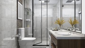 Jetted bath, hydromassage showerhead, designer toiletries, hair dryer