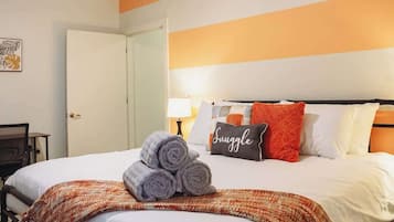 1 bedroom, desk, iron/ironing board, travel crib