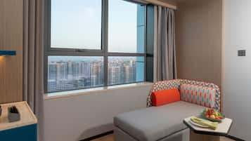 1 King Standard Extra Floor Space | Desk, laptop workspace, blackout drapes, soundproofing