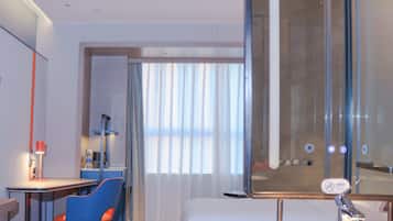 1 King Standard Extra Floor Space | Desk, laptop workspace, blackout drapes, soundproofing