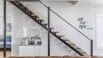 Smart TV, fireplace, video games, books