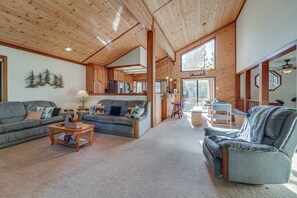 TV, fireplace, DVD player, foosball