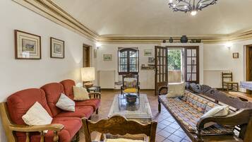 Télévision, cheminée, lecteur de DVD