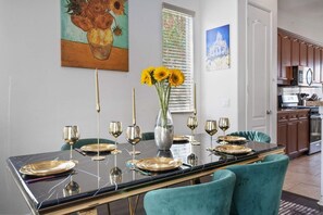 Dining - “Starry Night Escape” House with Saltwater pool, jacuzzi, pool, PS4, tennis. (Desert Hot Springs)