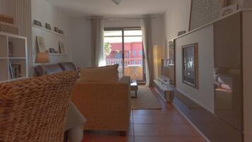 TV, fireplace