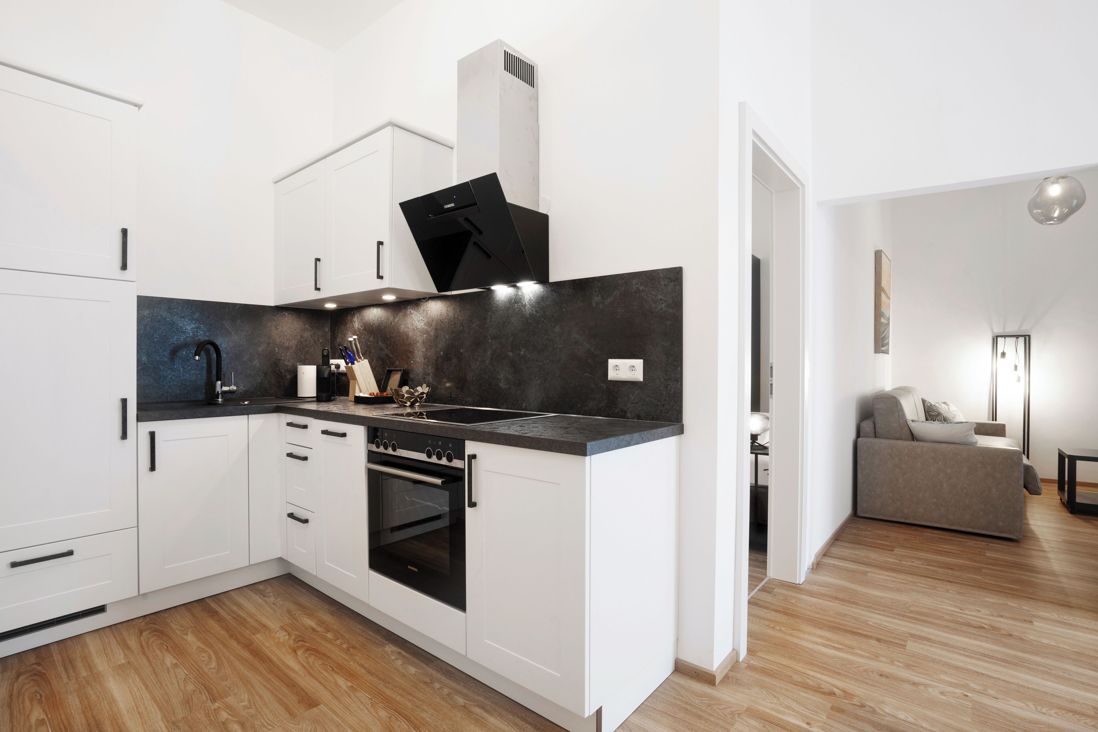 City-Apartment, 1 Queen-Bett und Schlafsofa, Nichtraucher | Eigene Küche | Espressomaschine, Herdplatte, Geschirrspüler, Wasserkocher