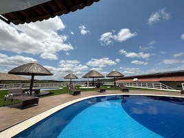 2 outdoor pools, open 7:00 AM to 9:00 PM, free cabanas, pool umbrellas