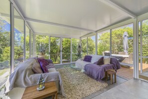 TV, DVD player, books