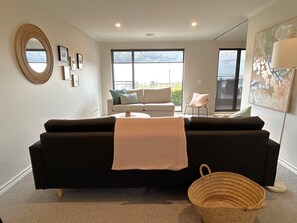 Smart TV, caminetto, libri