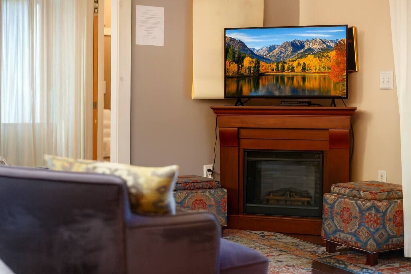 TV, fireplace, DVD player