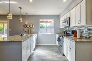 Fridge, microwave, oven, dishwasher