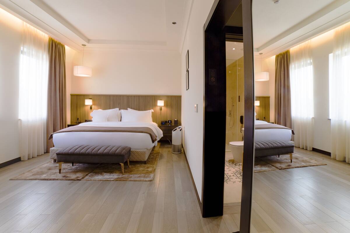 Deluxe tweepersoonskamer, balkon | Lakens van Egyptisch katoen, luxe beddengoed, donsdekens