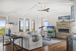 Smart TV, fireplace - Bonnie Banks, Almost Oceanfront House in Emerald Isle, NC! (Emerald Isle)