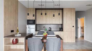 Apartment | Private kitchen | Fridge, microwave, stovetop, dishwasher