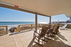 Terrace/patio - Captain's Quarters West, Oceanfront Duplex in Emerald Isle, NC! (Emerald Isle)