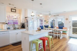 Fridge, microwave, dishwasher, coffee/tea maker - Cardinal's Landing, Almost Oceanfront House in Emerald Isle, NC! (Emerald Isle)