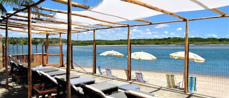 On the beach, white sand