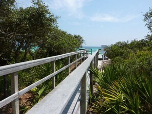 A wooden boardwalk leading to a beach area with a view of the ocean. - 🐟Steps to Beach-30A-Legacy 502 Abalone (Santa Rosa Beach)