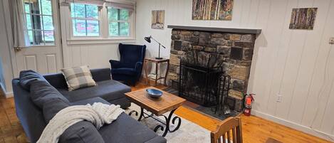TV, fireplace